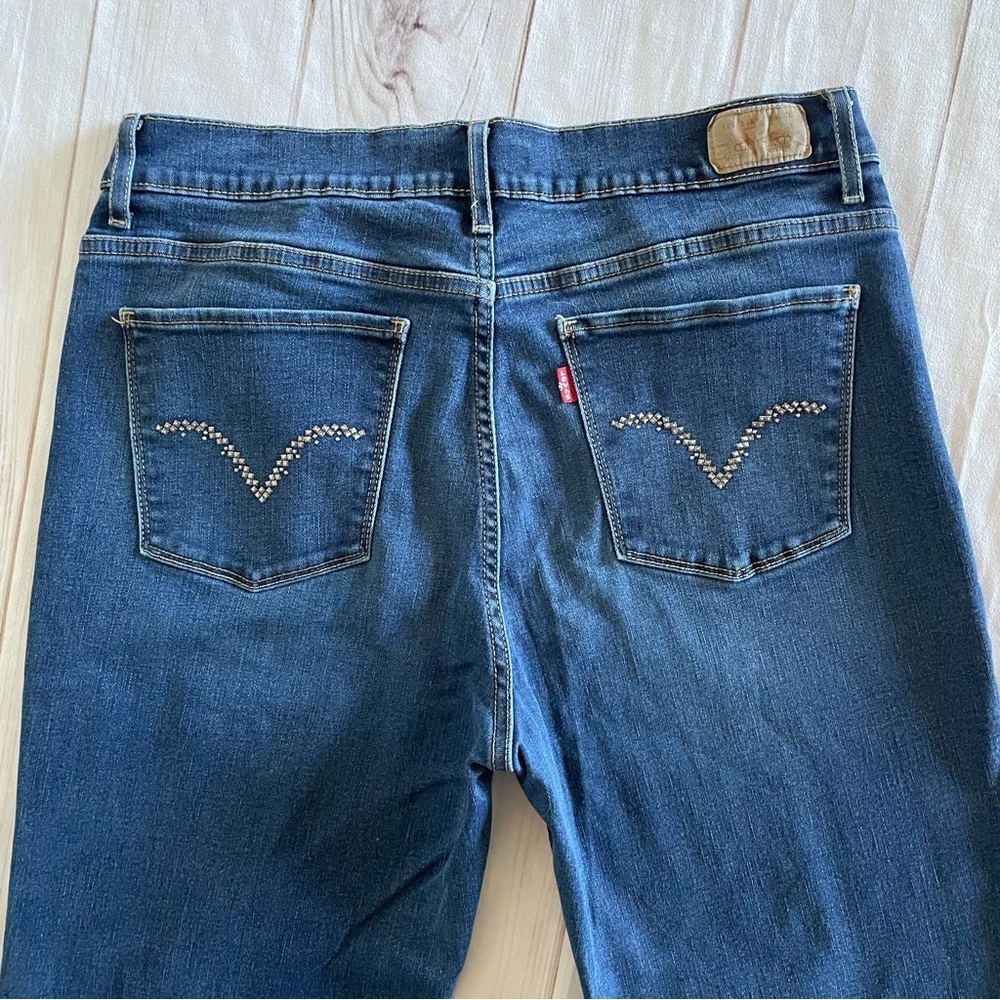 Levi’s Perfectly Slimming 512 Bootcut Jeans Women’s 14 R Blue Studded Coastal - Picture 7 of 14